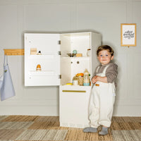 Tiny Land Play Kitchen Accessories – Play Kitchen Fridge: Wooden Cabinet Refrigerator for Kids