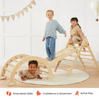 Tiny Land Pikler Triangle 7-in-1 Montessori Climbing Set