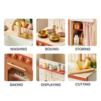 Tiny Land Wooden Play Kitchen for Toddlers - Honey Kitchenette Pretend Cooking Set