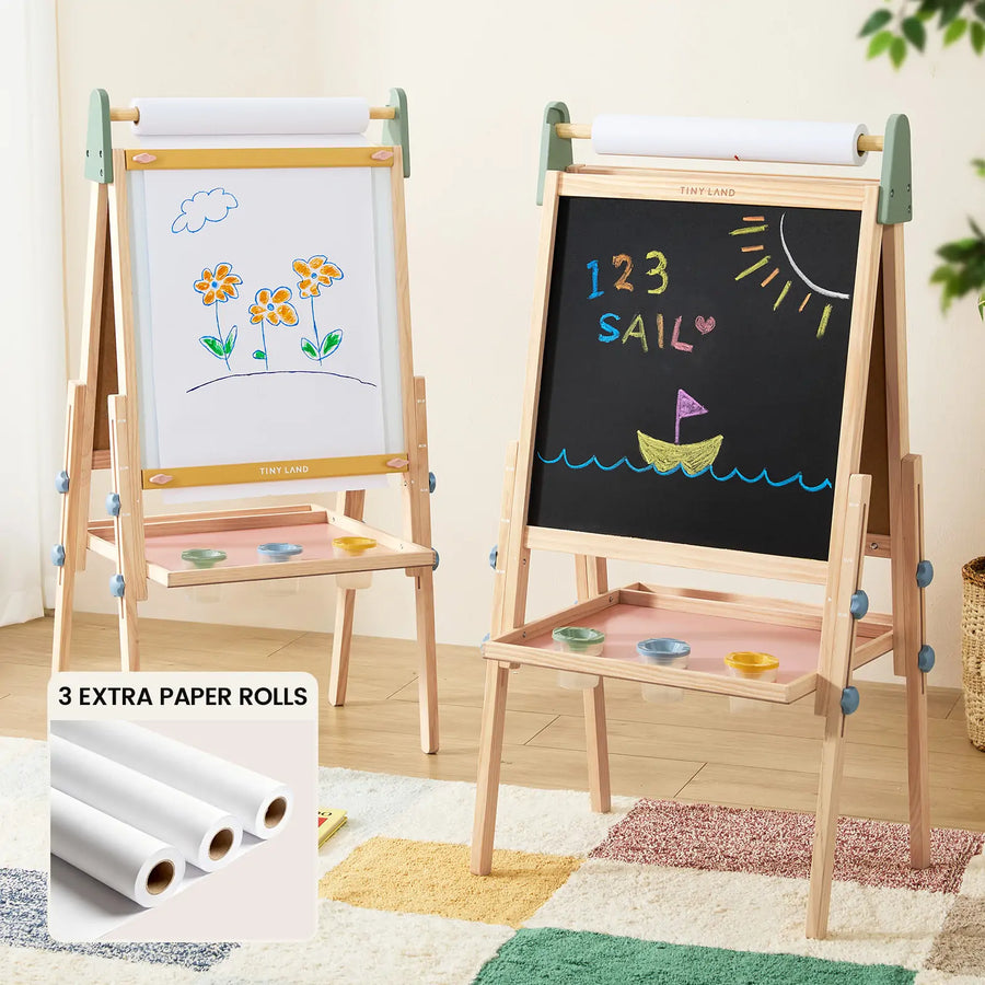 Tiny Land 3-in-1 Art Easel for Kids & Paper Roll Set