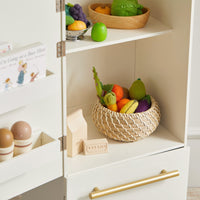 Tiny Land Play Kitchen Accessories – Play Kitchen Fridge: Wooden Cabinet Refrigerator for Kids