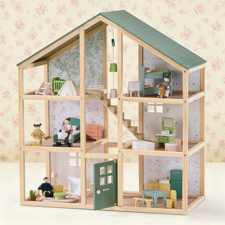 Tiny Land Sweetwood Evergreen Dollhouse & Wooden Dollhouse Dolls