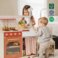 Tiny Land Wooden Play Kitchen for Toddlers - Honey Kitchenette Pretend Cooking Set