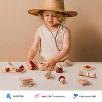 Tiny Land Play Kitchen Accessories – Play Food for Play Kitchen: Wooden Cut and Play Food Toys