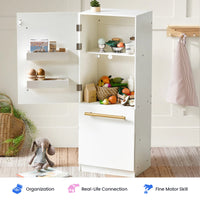 Tiny Land Play Kitchen Accessories – Play Kitchen Fridge: Wooden Cabinet Refrigerator for Kids