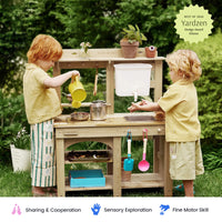 Tiny Land Mud Kitchen - DuoPlay Outdoor Play Kitchen for Kids