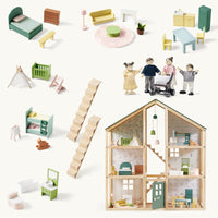 Tiny Land Sweetwood Evergreen Dollhouse & Wooden Dollhouse Dolls