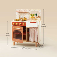 Tiny Land Wooden Play Kitchen for Toddlers - Honey Kitchenette Pretend Cooking Set