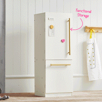 Tiny Land Play Kitchen Accessories – Play Kitchen Fridge: Wooden Cabinet Refrigerator for Kids