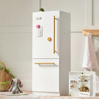 Tiny Land Play Kitchen Accessories – Play Kitchen Fridge: Wooden Cabinet Refrigerator for Kids