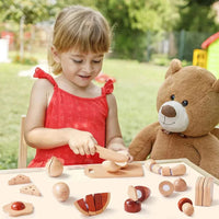 Tiny Land Play Kitchen Accessories – Play Food for Play Kitchen: Wooden Cut and Play Food Toys