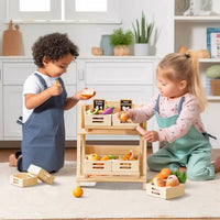 Tiny Land Play Kitchen Accessories – Play Kitchen Food Storage: Versatile Wooden Rack for Play Food