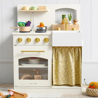 Tiny Land Wooden Play Kitchen for Toddlers - Honey Kitchenette Pretend Cooking Set
